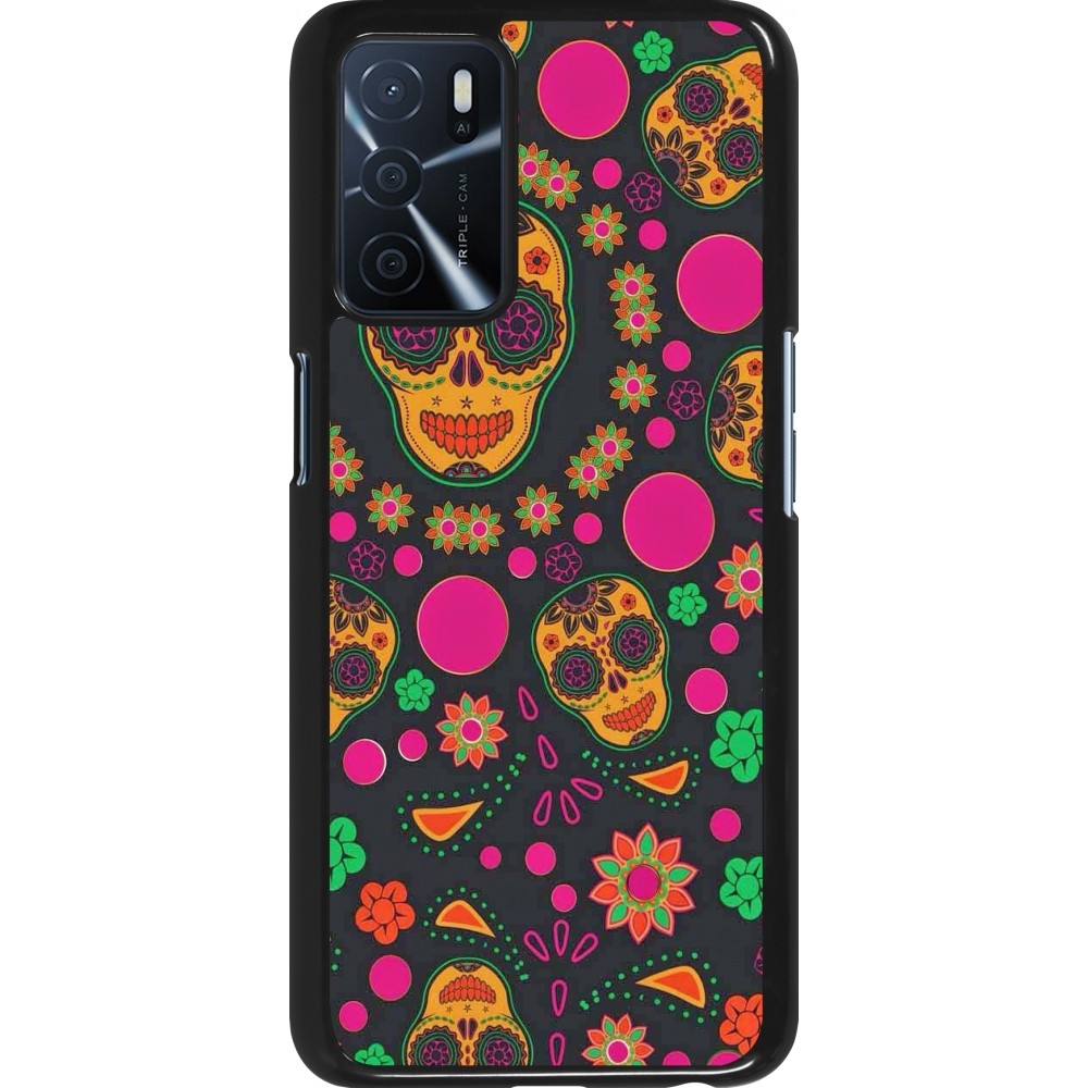 Coque Oppo A16s - Halloween 22 colorful mexican skulls