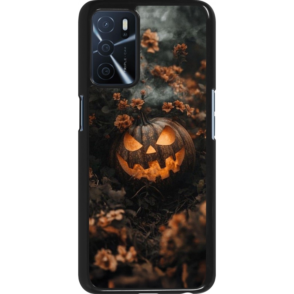 Coque OPPO A16s - Halloween 2025 Pumpkin with flowers