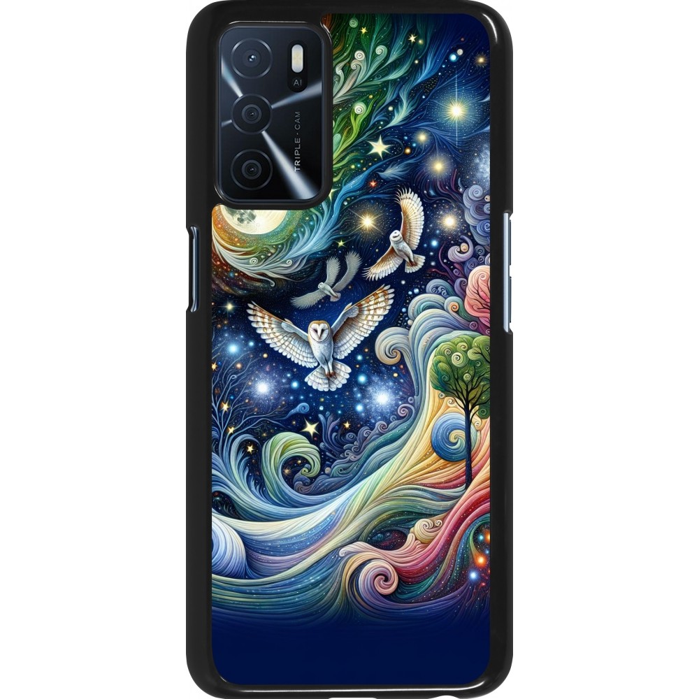 Coque OPPO A16s - hibou volant floral