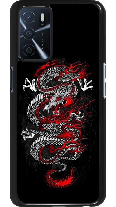 Coque OPPO A16s - Japanese style Dragon Tattoo Red Black