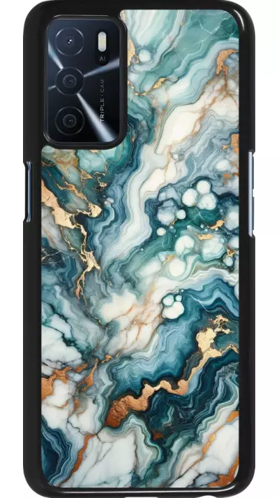 Coque OPPO A16s - Marbre Vert Bleu Doré