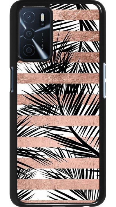 Oppo A16s Case Hülle - Palm trees gold stripes