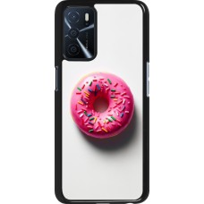 Coque OPPO A16s - Weißer Hintergrund, pinker Donut