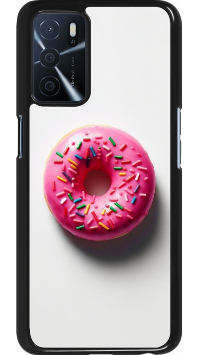 Coque OPPO A16s - Weißer Hintergrund, pinker Donut