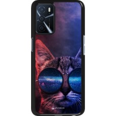 Oppo A16s Case Hülle - Red Blue Cat Glasses