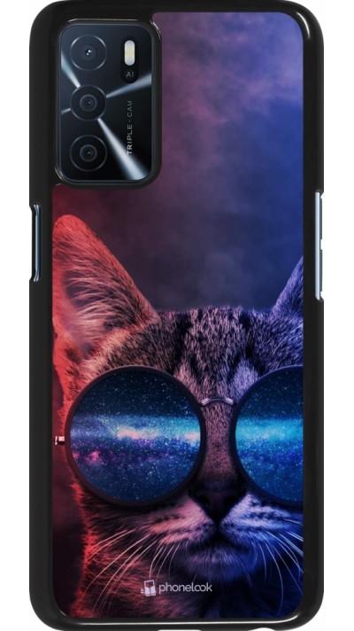 Coque Oppo A16s - Red Blue Cat Glasses