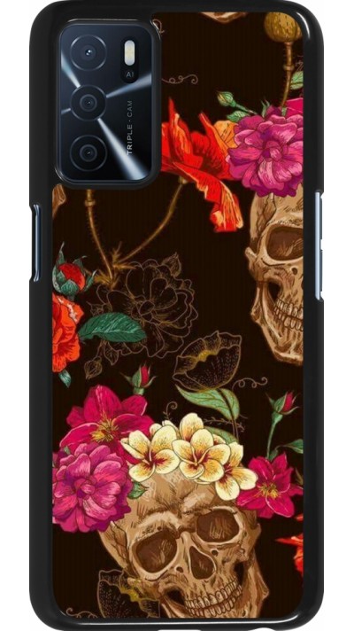 Coque Oppo A16s - Skulls and flowers
