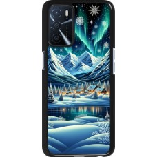 OPPO A16s Case Hülle - Verschneites Bergdorf am See in der Nacht