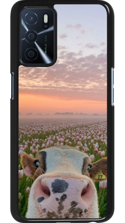 Coque OPPO A16s - Cow with tulips 2026