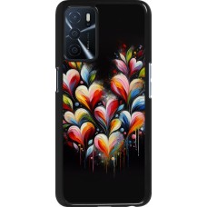 OPPO A16s Case Hülle - Valentin 2024 Schwarzes Herz Abstrakt