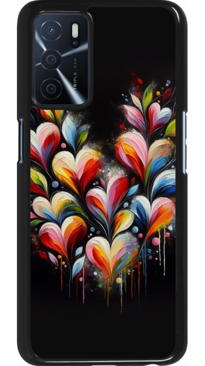 Coque OPPO A16s - Valentine 2024 Coeur Noir Abstrait