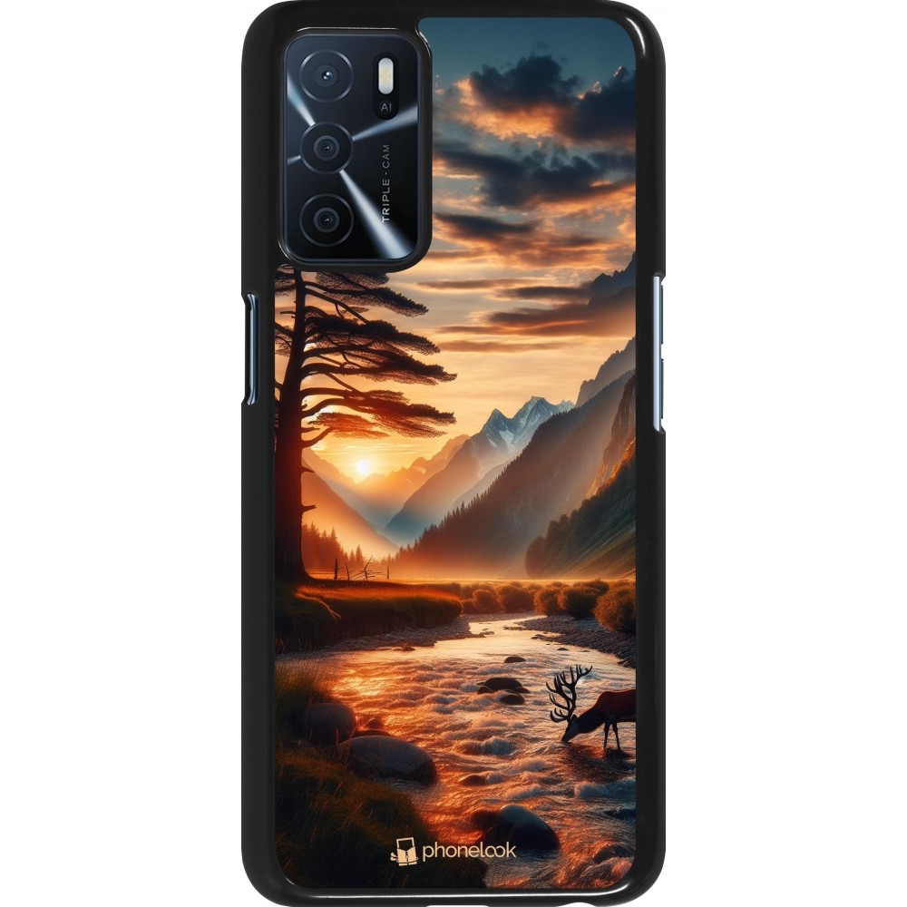 Coque OPPO A16s - Valley Sunset Deer Tree