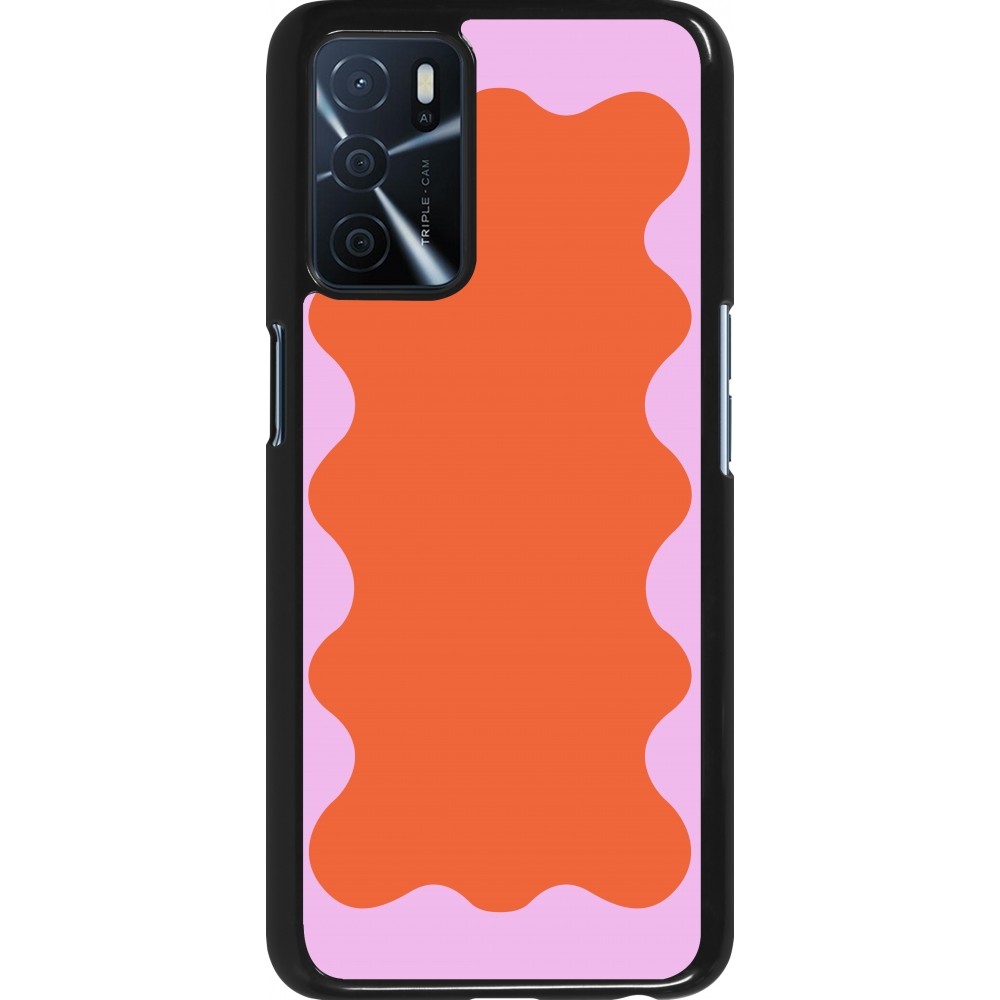OPPO A16s Case Hülle - Wavy Rectangle Orange Pink