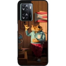 OPPO A57 5G Case Hülle - Silikon schwarz Dancing frog DTMF