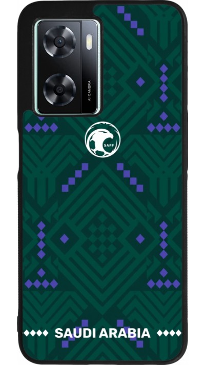 Coque OPPO A57 5G - Silicone rigide noir Maillot de football Arabie saoudite 2026 personnalisable