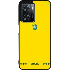 Coque OPPO A57 5G - Silicone rigide noir Maillot de football Bresil 2026 personnalisable