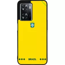 Coque OPPO A57 5G - Silicone rigide noir Maillot de football Bresil 2026 personnalisable