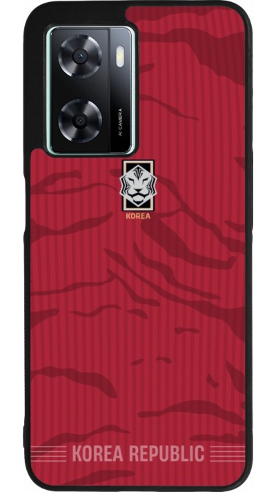 Coque OPPO A57 5G - Silicone rigide noir Maillot de football Corée du Sud 2026 personnalisable