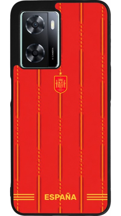 Coque OPPO A57 5G - Silicone rigide noir Maillot de football Espagne 2026 personnalisable