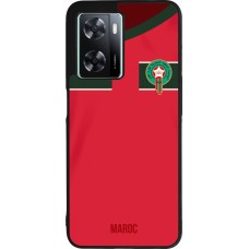 Coque OPPO A57 5G - Silicone rigide noir Maillot de football Maroc 2022 personnalisable