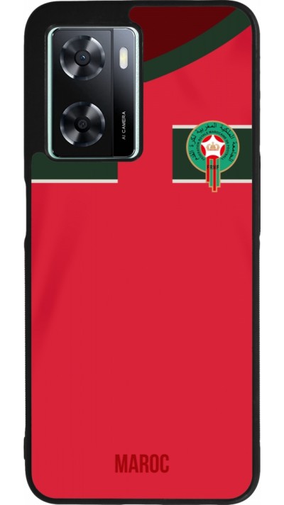 Coque OPPO A57 5G - Silicone rigide noir Maillot de football Maroc 2022 personnalisable