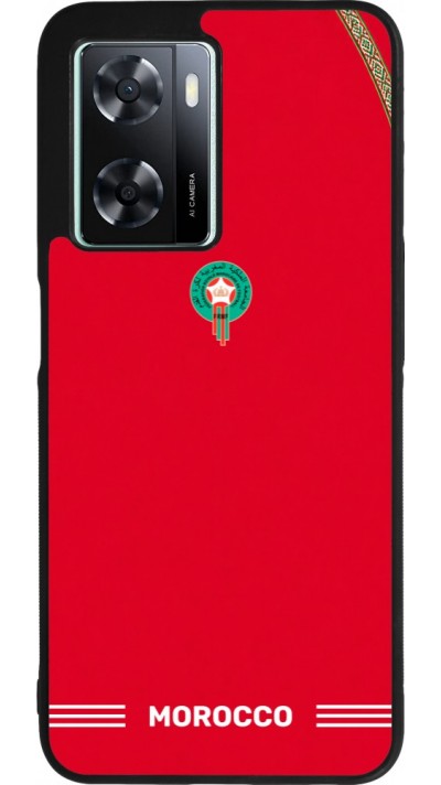 Coque OPPO A57 5G - Silicone rigide noir Maillot de football Maroc 2026 personnalisable