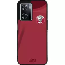 Coque OPPO A57 5G - Silicone rigide noir Maillot de football Qatar 2022 personnalisable