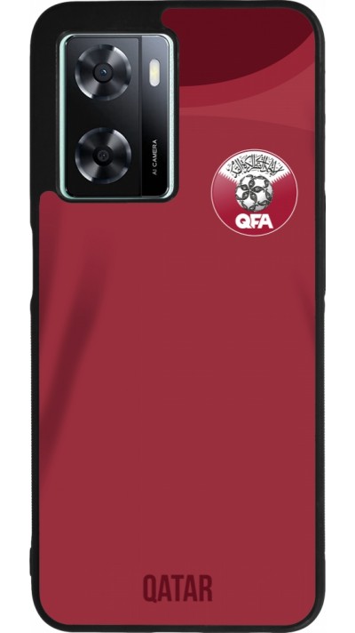 Coque OPPO A57 5G - Silicone rigide noir Maillot de football Qatar 2022 personnalisable
