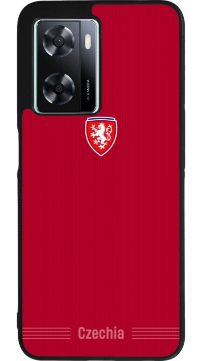 Coque OPPO A57 5G - Silicone rigide noir Maillot de football Répuplique Tchèque 2026 personnalisable