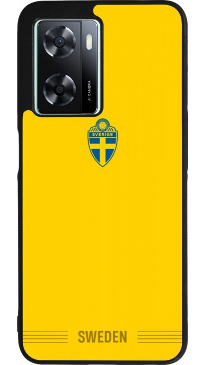 Coque OPPO A57 5G - Silicone rigide noir Maillot de football Suède 2026 personnalisable