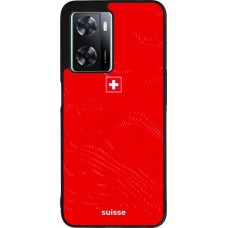 Coque OPPO A57 5G - Silicone rigide noir Maillot de football Suisse 2026 personnalisable