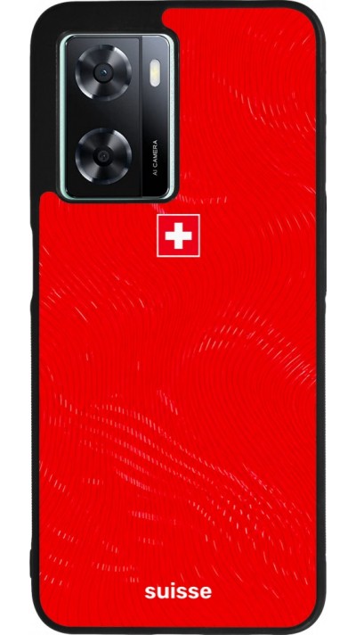 Coque OPPO A57 5G - Silicone rigide noir Maillot de football Suisse 2026 personnalisable