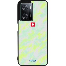 Coque OPPO A57 5G - Silicone rigide noir Maillot de football Suisse Away 2026 personnalisable