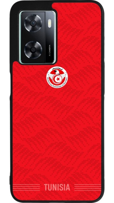 Coque OPPO A57 5G - Silicone rigide noir Maillot de football Tunisie 2026 personnalisable