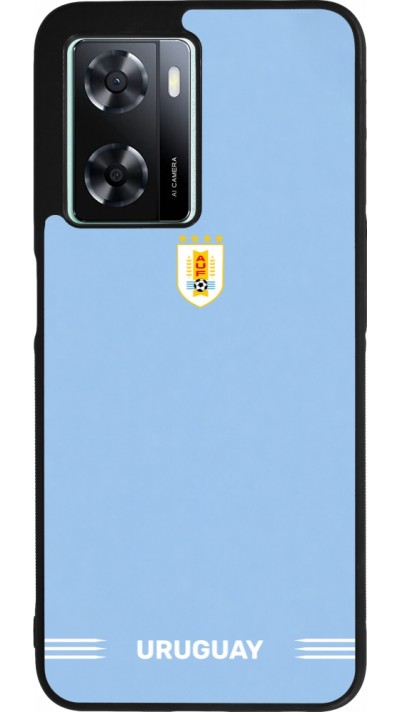 Coque OPPO A57 5G - Silicone rigide noir Maillot de football Uruguay 2026 personnalisable