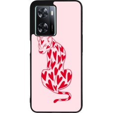 OPPO A57 5G Case Hülle - Silikon schwarz Leopard with hearts 2026