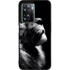 OPPO A57 5G Case Hülle - Silikon schwarz Lion looking up