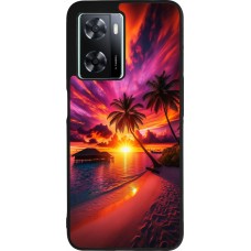 Coque OPPO A57 5G - Silicone rigide noir Maldives Dusk Bliss