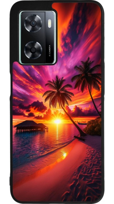 Coque OPPO A57 5G - Silicone rigide noir Maldives Dusk Bliss