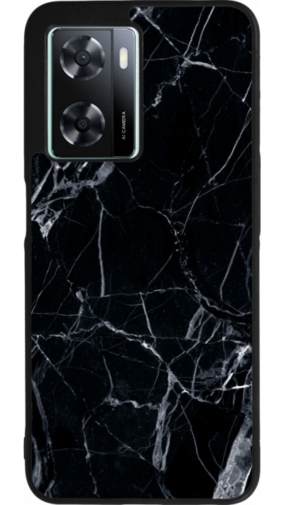 Coque OPPO A57 5G - Silicone rigide noir Marble Black 01