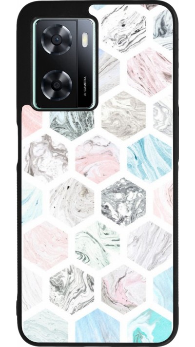 Coque OPPO A57 5G - Silicone rigide noir Marble Everything