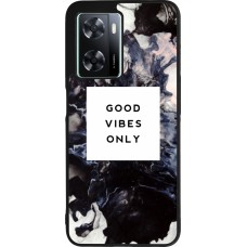 Coque OPPO A57 5G - Silicone rigide noir Marble Good Vibes Only