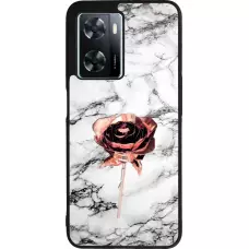 Coque OPPO A57 5G - Silicone rigide noir Marble Rose Gold
