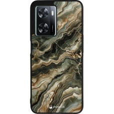 Coque OPPO A57 5G - Silicone rigide noir Marbre Olive