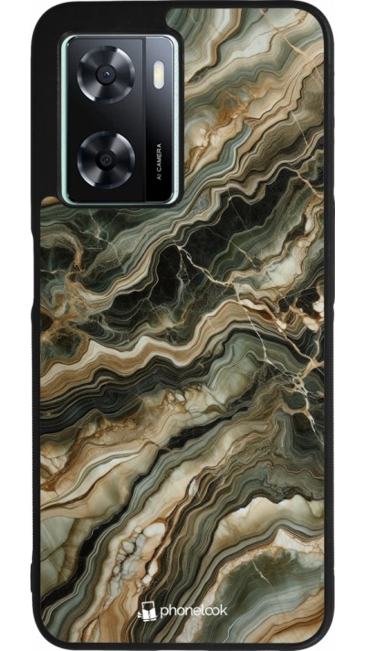 Coque OPPO A57 5G - Silicone rigide noir Marbre Olive