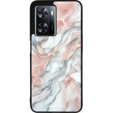 Coque OPPO A57 5G - Silicone rigide noir Marbre Rose Lumineux