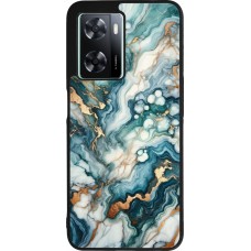Coque OPPO A57 5G - Silicone rigide noir Marbre Vert Bleu Doré