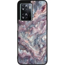 OPPO A57 5G Case Hülle - Silikon schwarz Violetter silberner Marmor