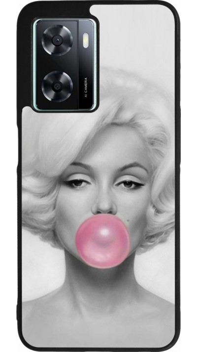 Coque OPPO A57 5G - Silicone rigide noir Marilyn Bubble