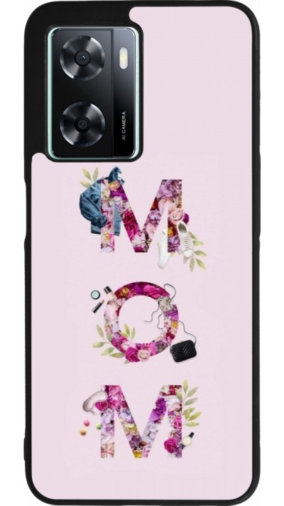 Coque OPPO A57 5G - Silicone rigide noir Mom 2024 girly mom